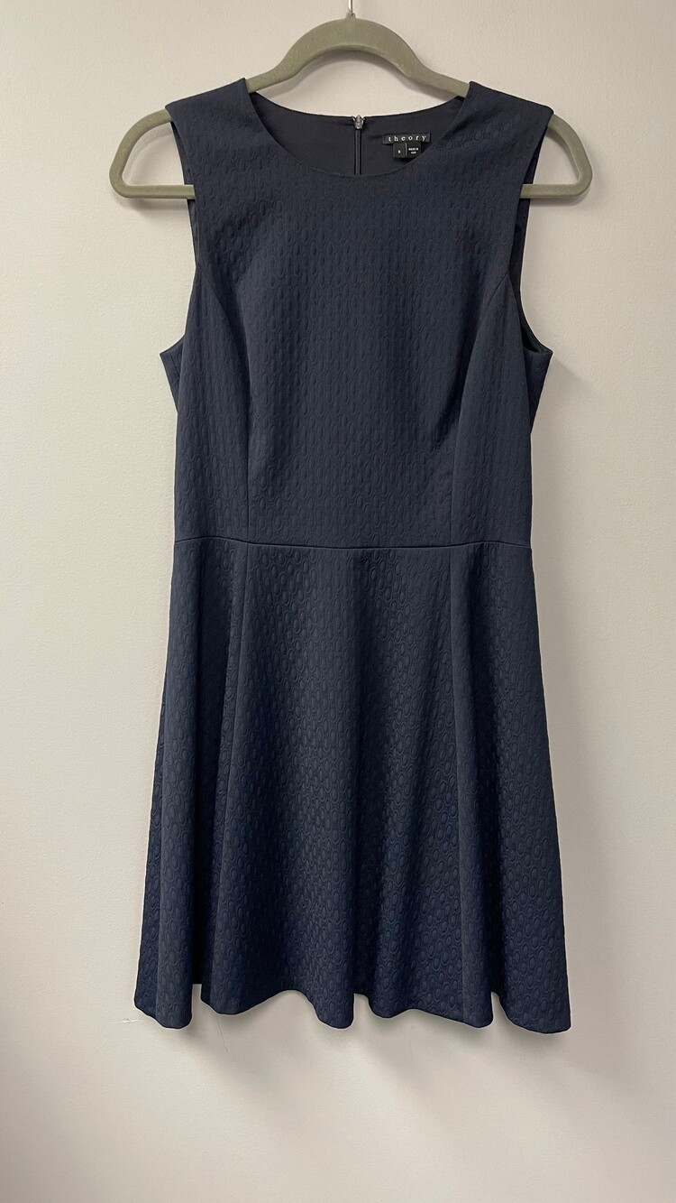 Theory Sleeveless Dress Size 8 Navy Polyamide Wool Blend